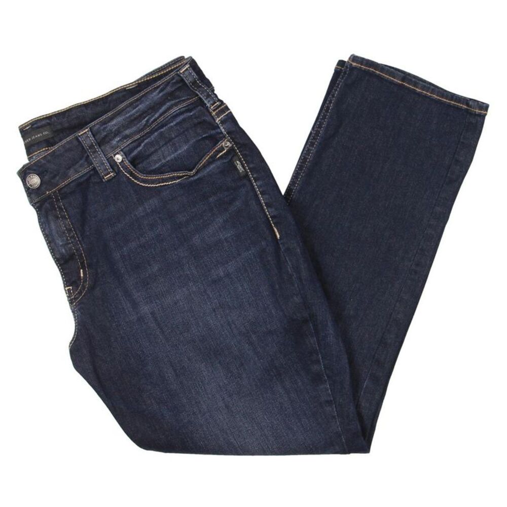Silver Jeans Co. Womens Suki Blue Mid Rise Dark Wash Straight Leg Jeans NWT